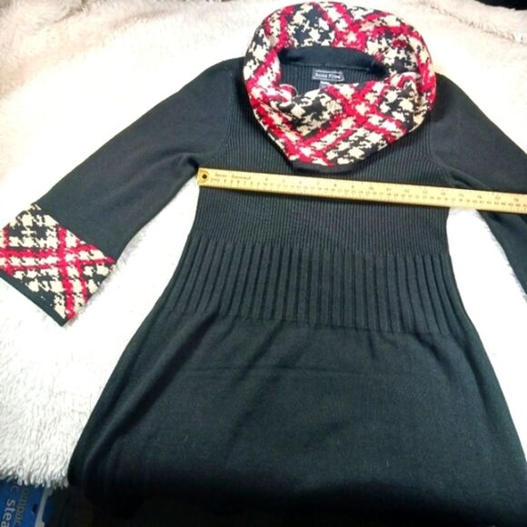 Jessica Howard Fit&Flare Knit Sweater Midi Dress Contrast Trim Black Women's L.. - Picture 8 of 15